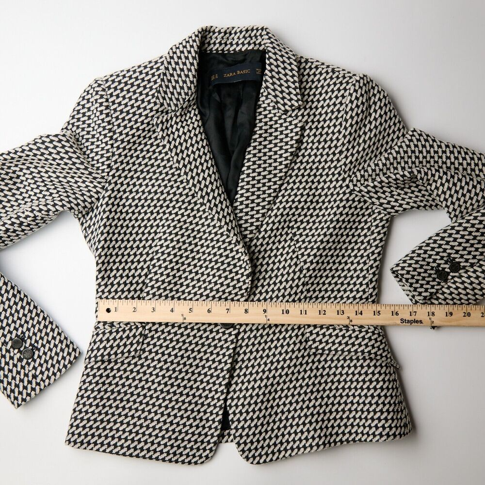 Zara Basic Blazer Women's M Structured Houndstooth Corpcore Workwear Minimalist - Picture 6 of 10